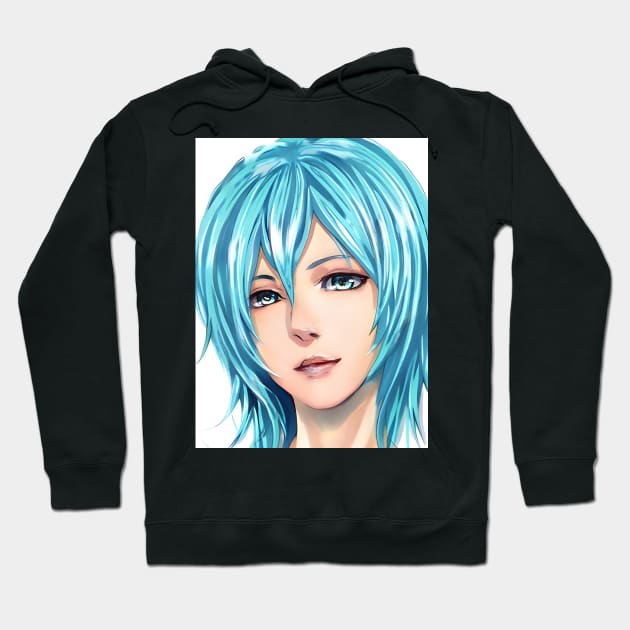 manga girl anime blue hair Hoodie by animegirlnft